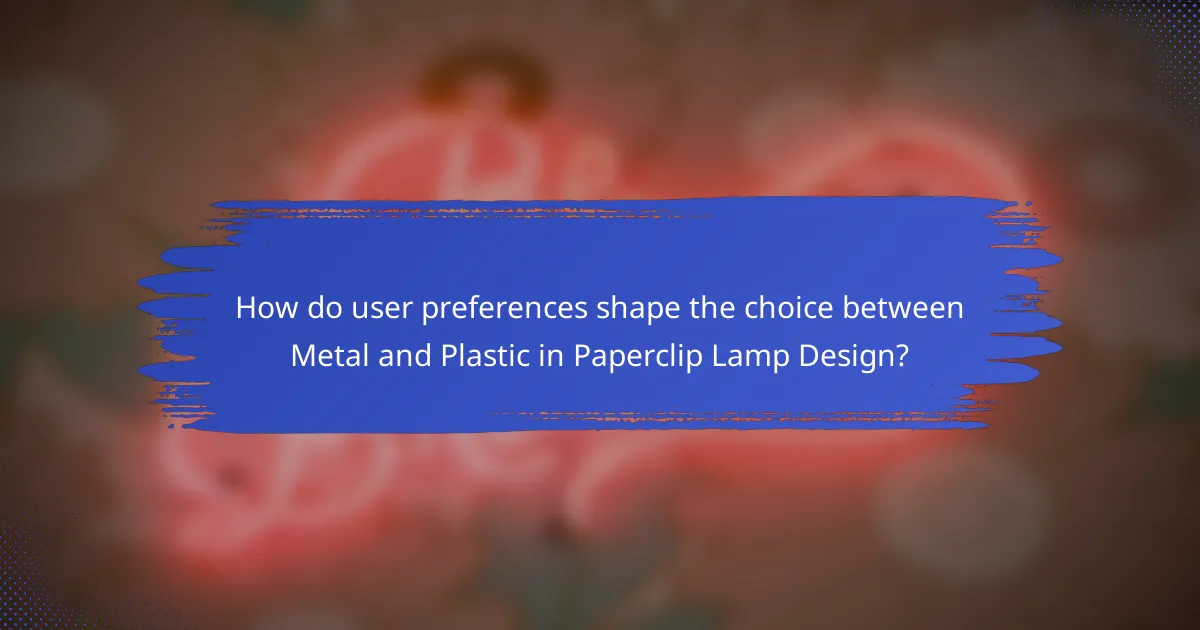How do user preferences shape the choice between Metal and Plastic in Paperclip Lamp Design?