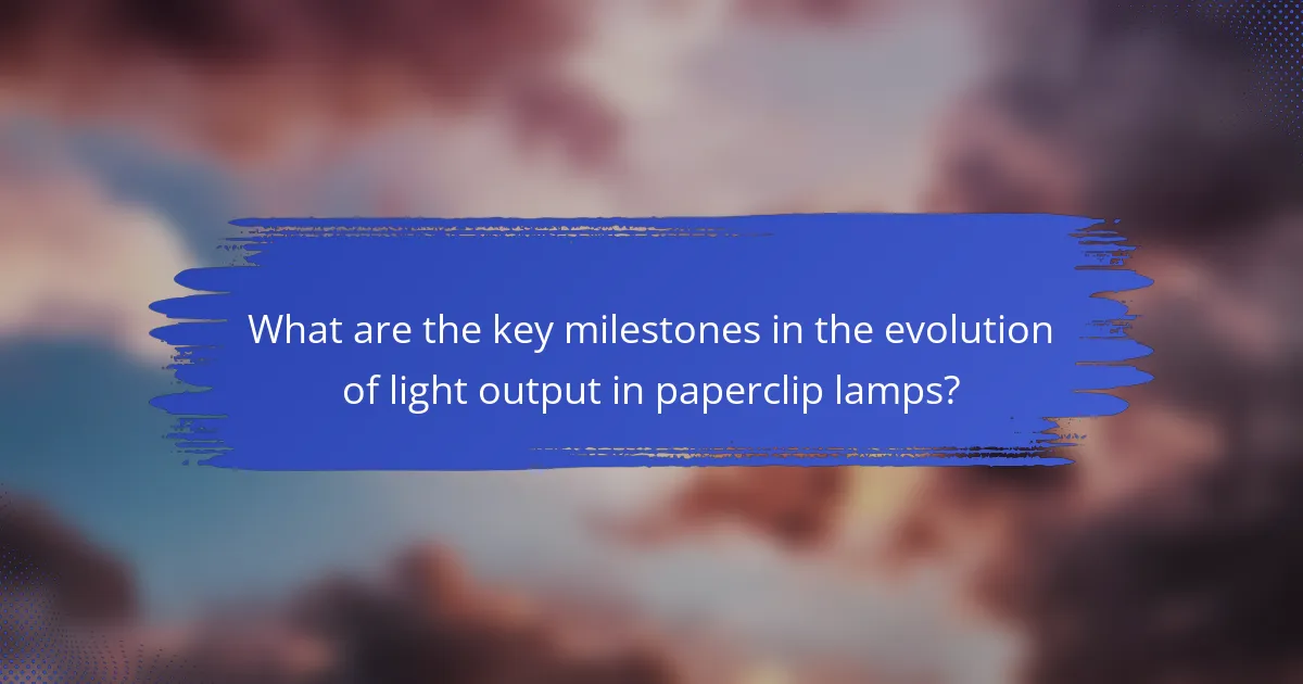What are the key milestones in the evolution of light output in paperclip lamps?